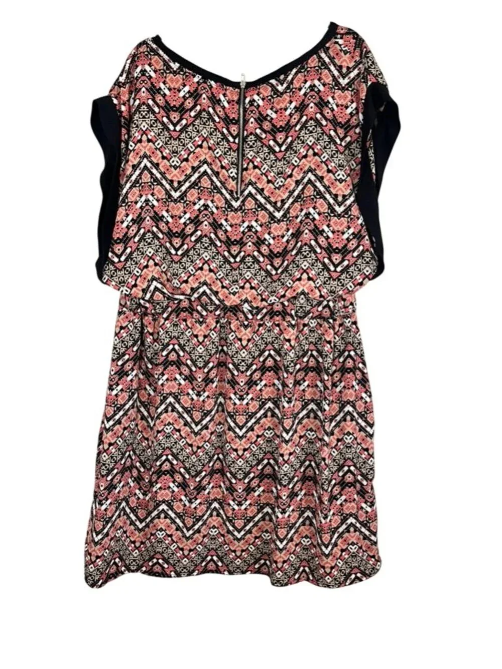 Colorful Western Dress 1X Black Boho Indie‎ Folk Aztec Southwest Hippie Chic 80s